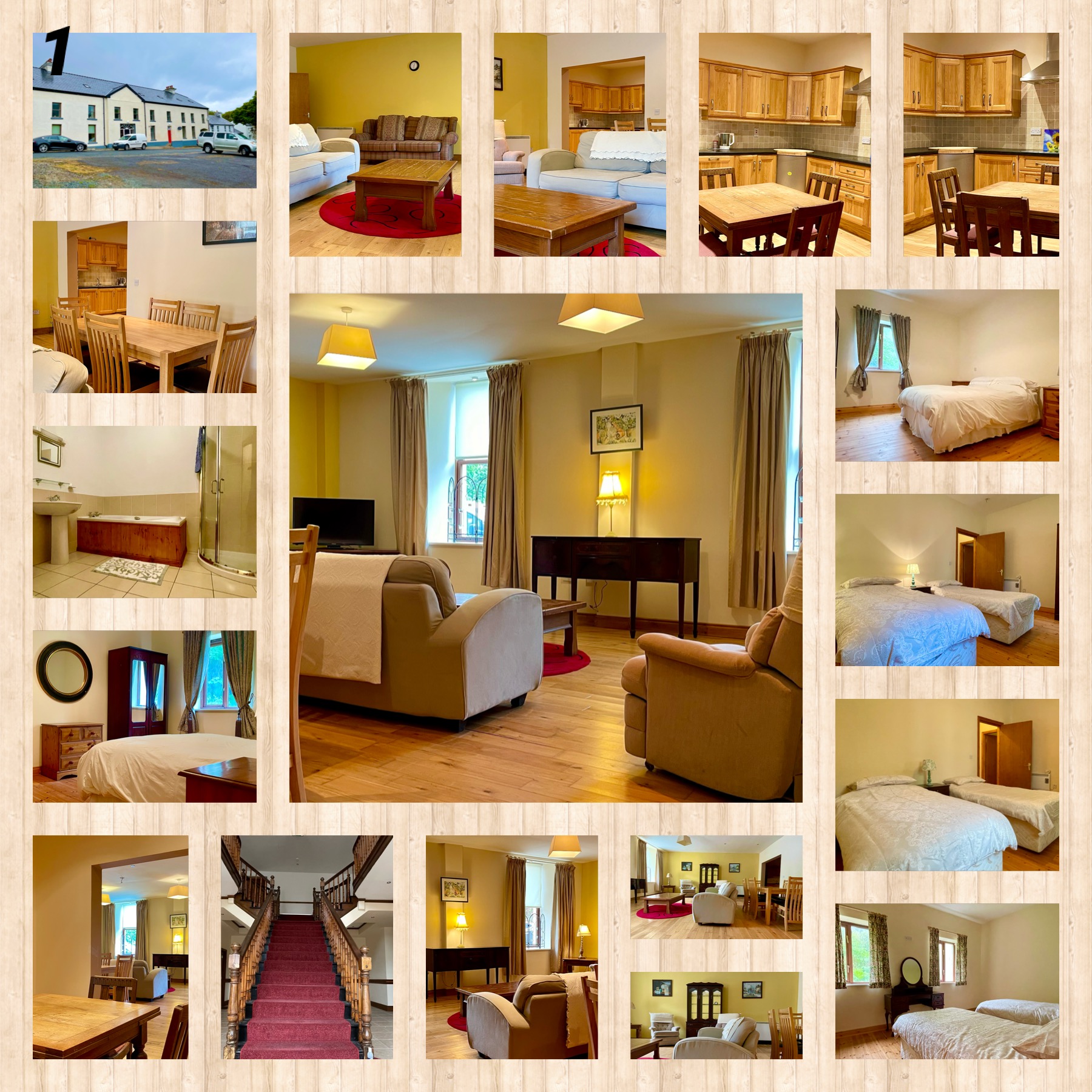 Photo collage of Apartment No. 1 interiors at Slievemore Apartments