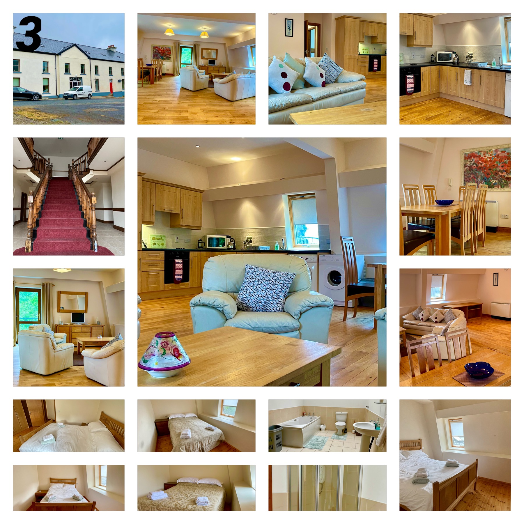 Photo collage of Apartment No. 3 interiors at Slievemore Apartments