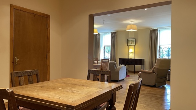 Dining table looking through to the living room
