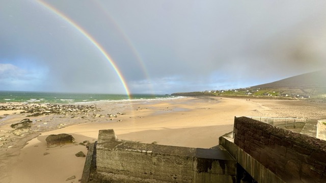 Rainbow over Dugort beach and the Atlantic shoreline